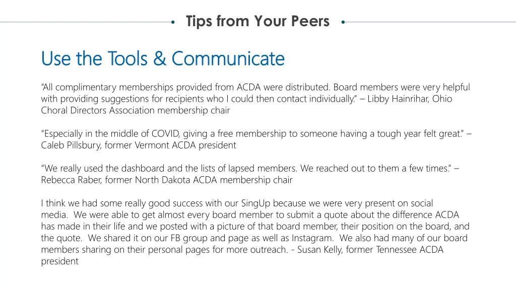 tips from your peers