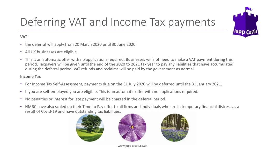 deferring vat and income tax payments