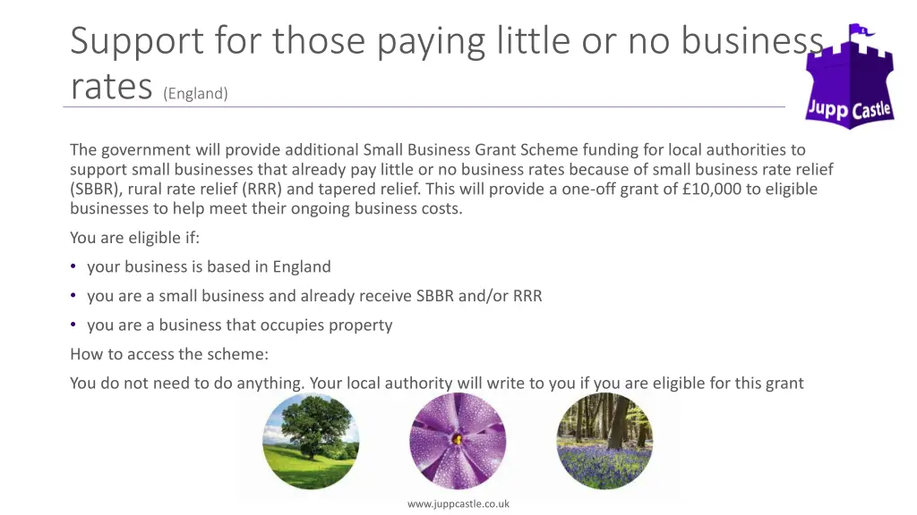 support for those paying little or no business