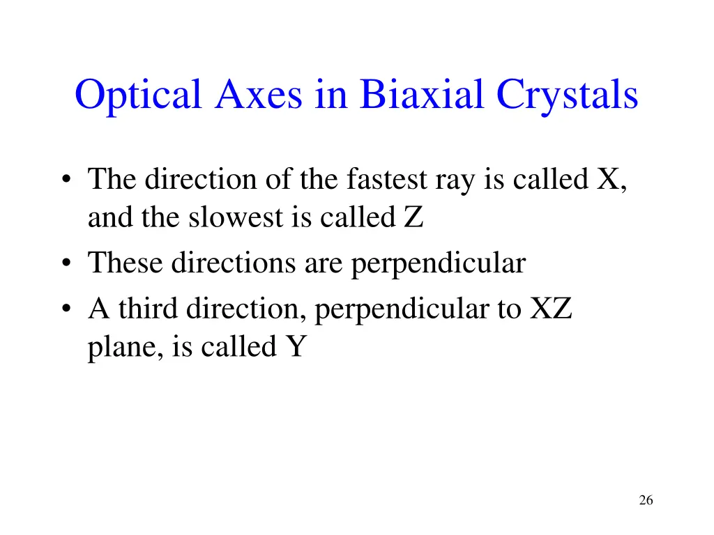 optical axes in biaxial crystals
