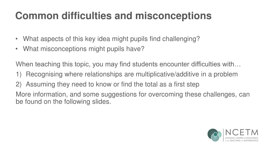 common difficulties and misconceptions