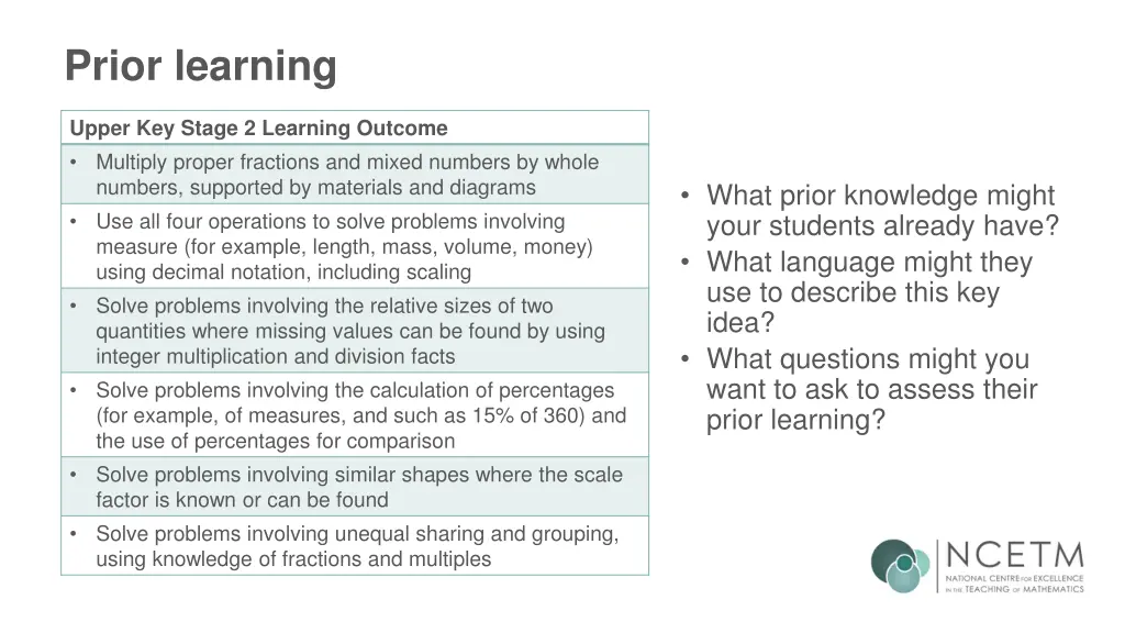 prior learning