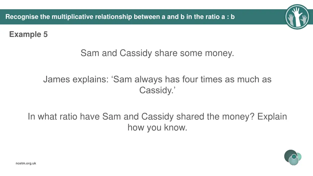 recognise the multiplicative relationship between 5