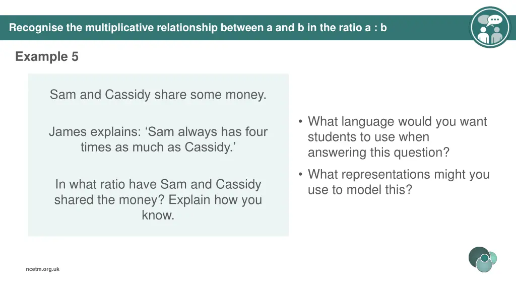 recognise the multiplicative relationship between 6