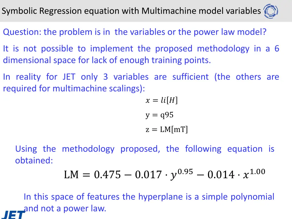 symbolic regression equation with multimachine