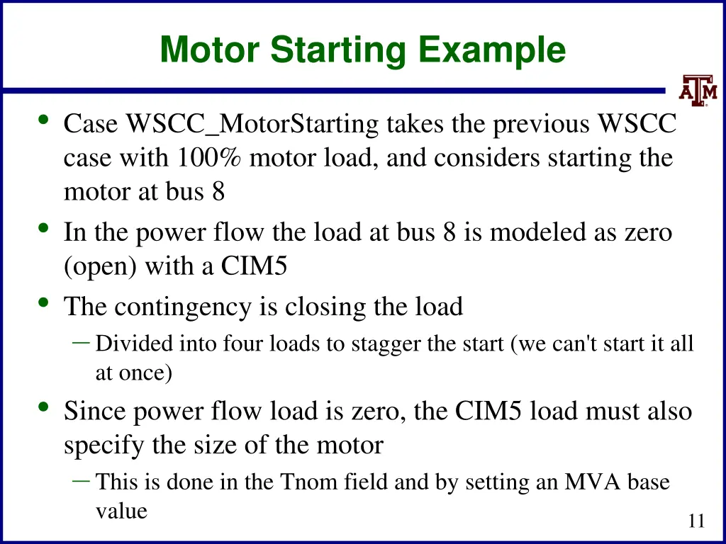 motor starting example