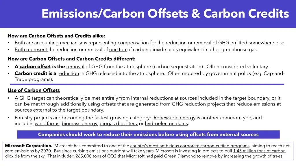 emissions carbon offsets carbon credits