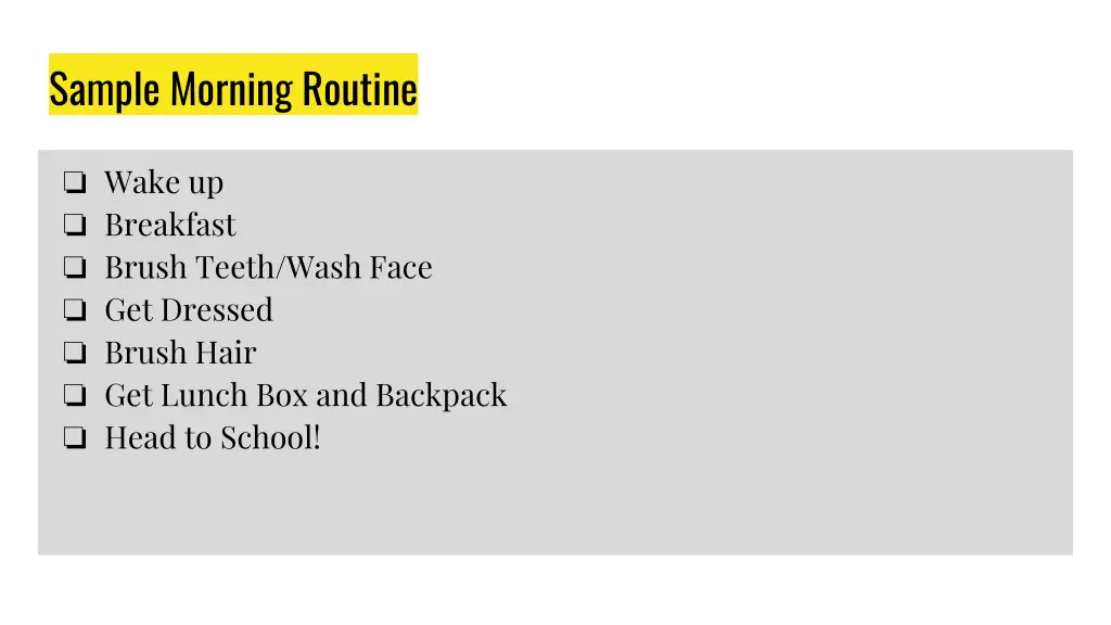 sample morning routine