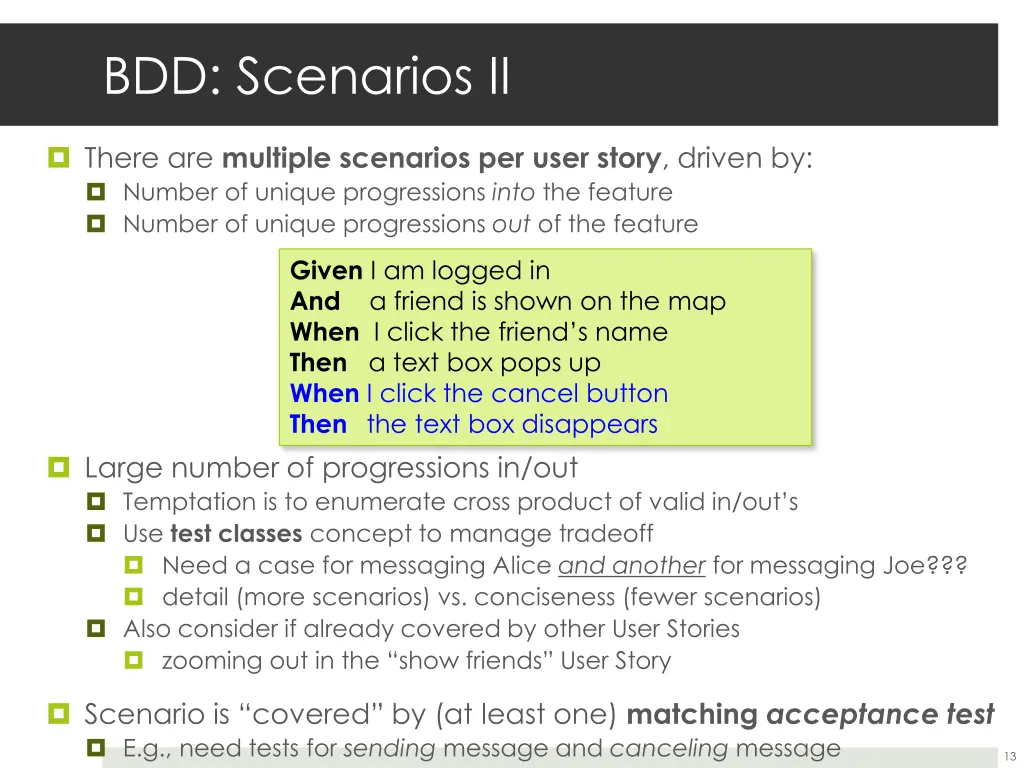bdd scenarios ii