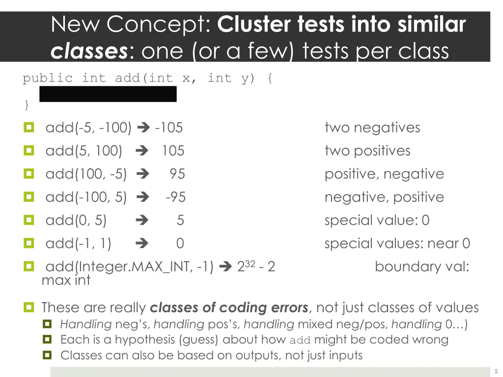 new concept cluster tests into similar classes