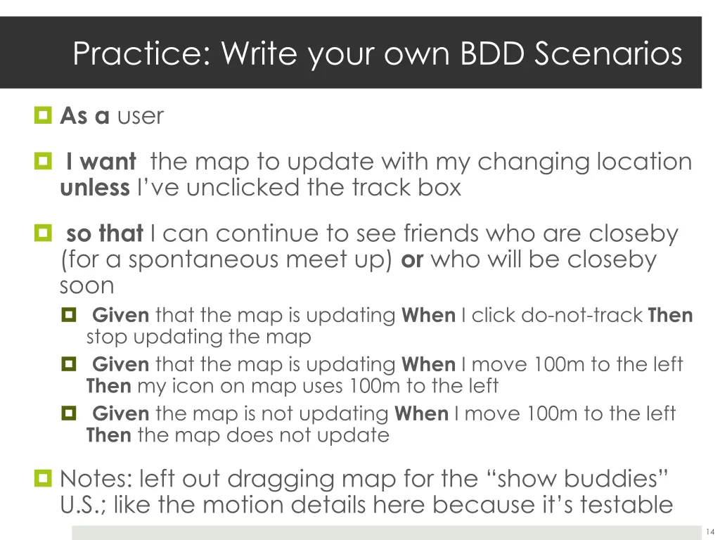 practice write your own bdd scenarios