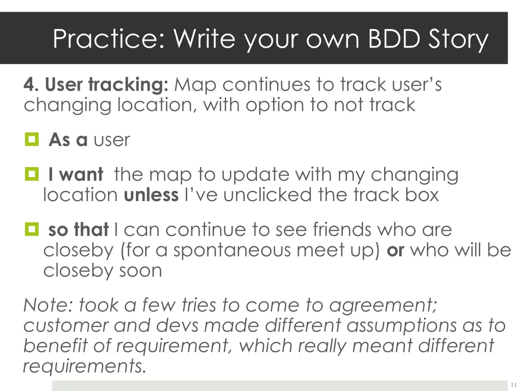 practice write your own bdd story