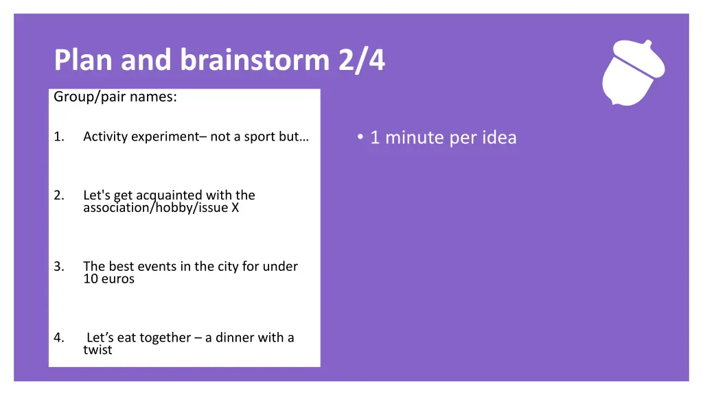 exercise plan and brainstorm 2 4