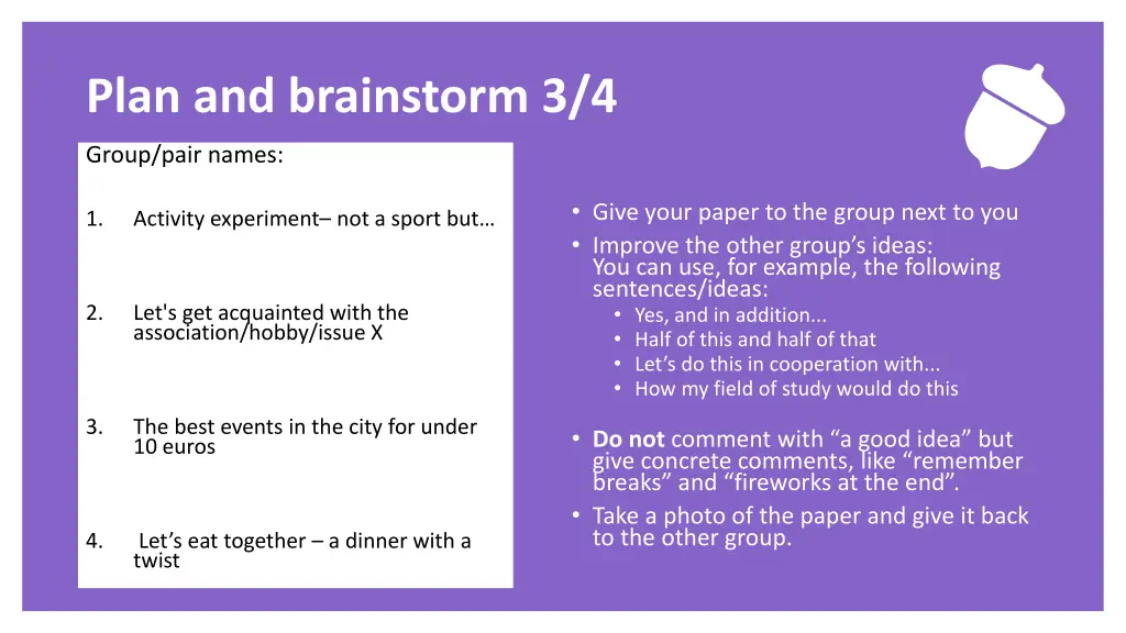 exercise plan and brainstorm 3 4