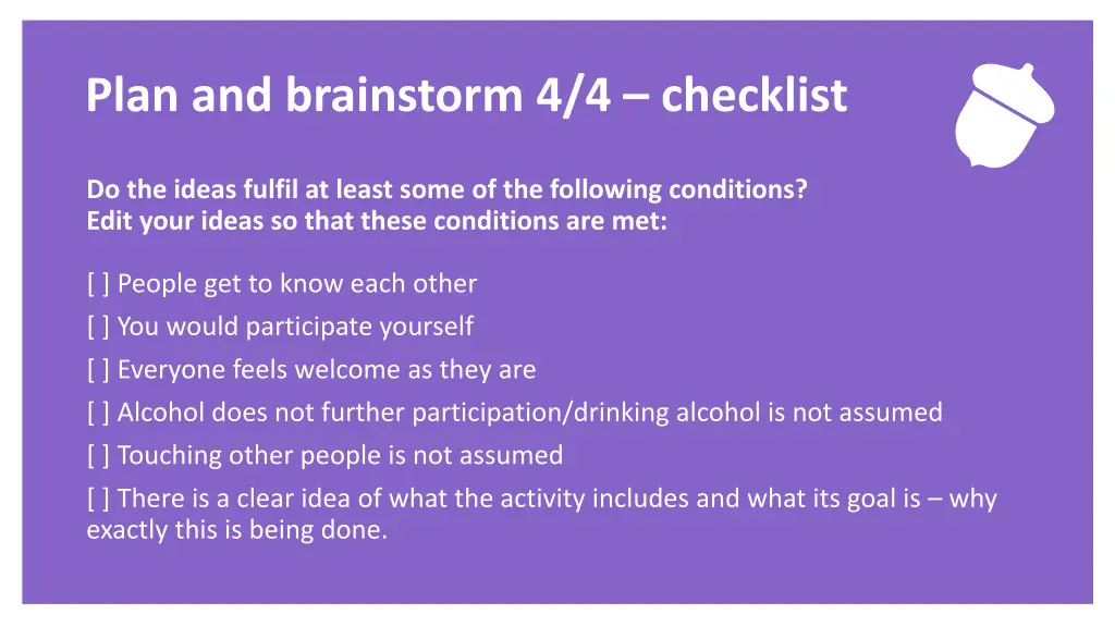 exercise plan and brainstorm 4 4 checklist