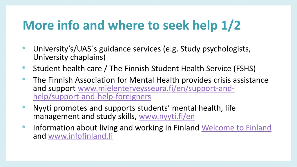 more info and where to seek help 1 2