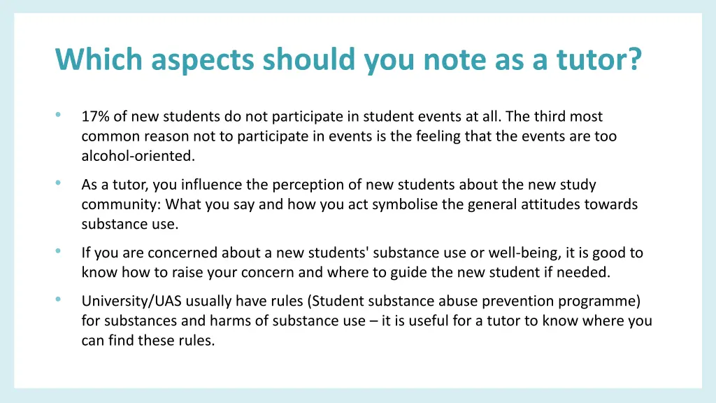 which aspects should you note as a tutor