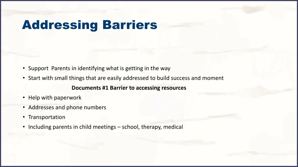 addressing barriers