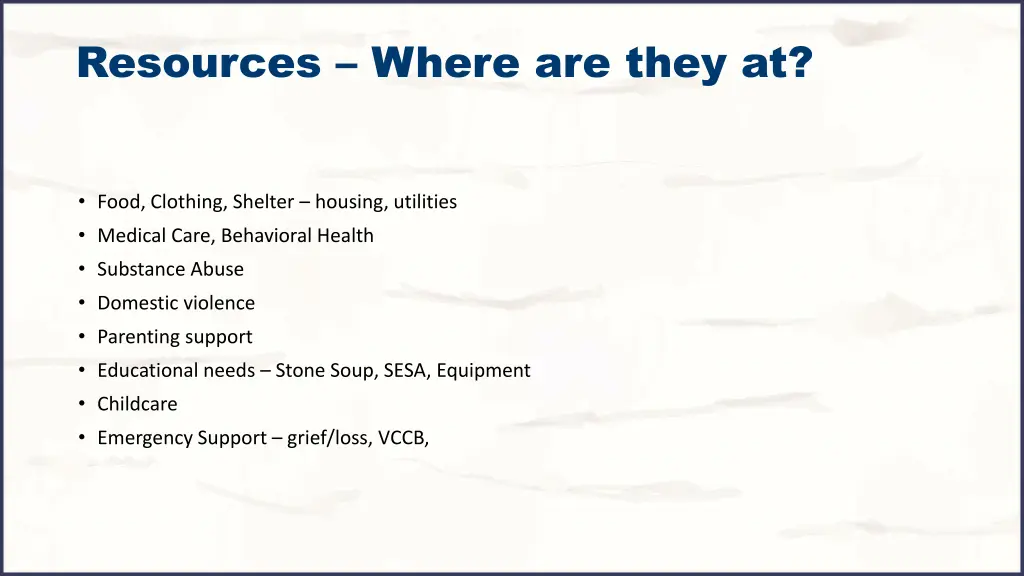 resources where are they at