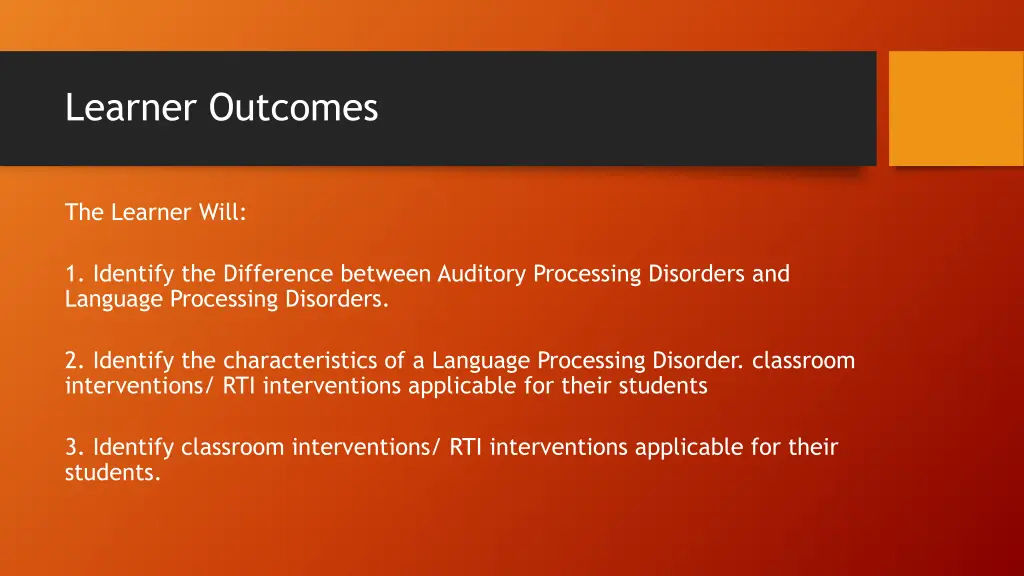 learner outcomes