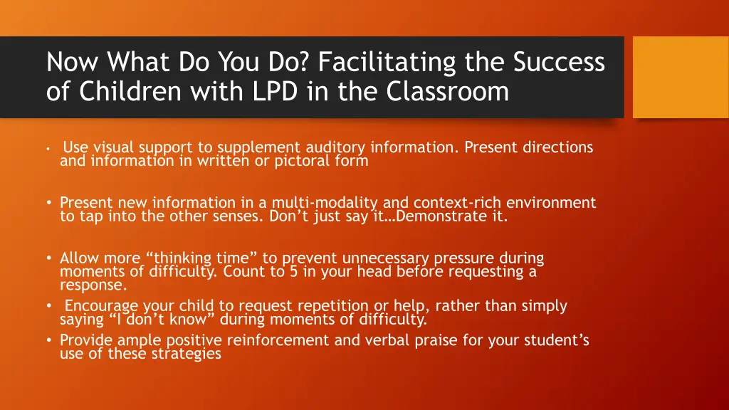now what do you do facilitating the success