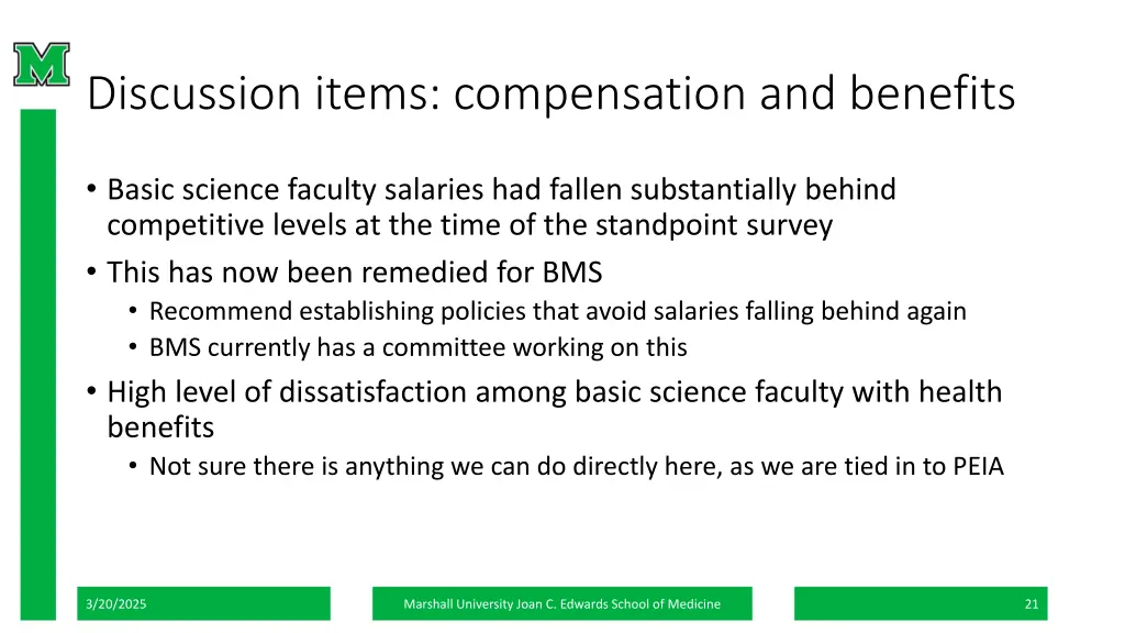 discussion items compensation and benefits