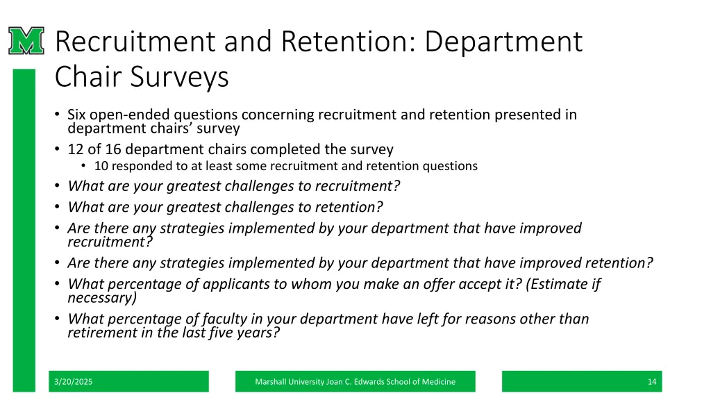 recruitment and retention department chair surveys