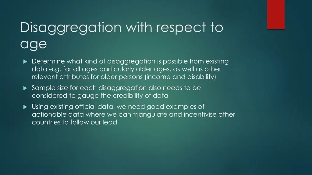 disaggregation with respect to age