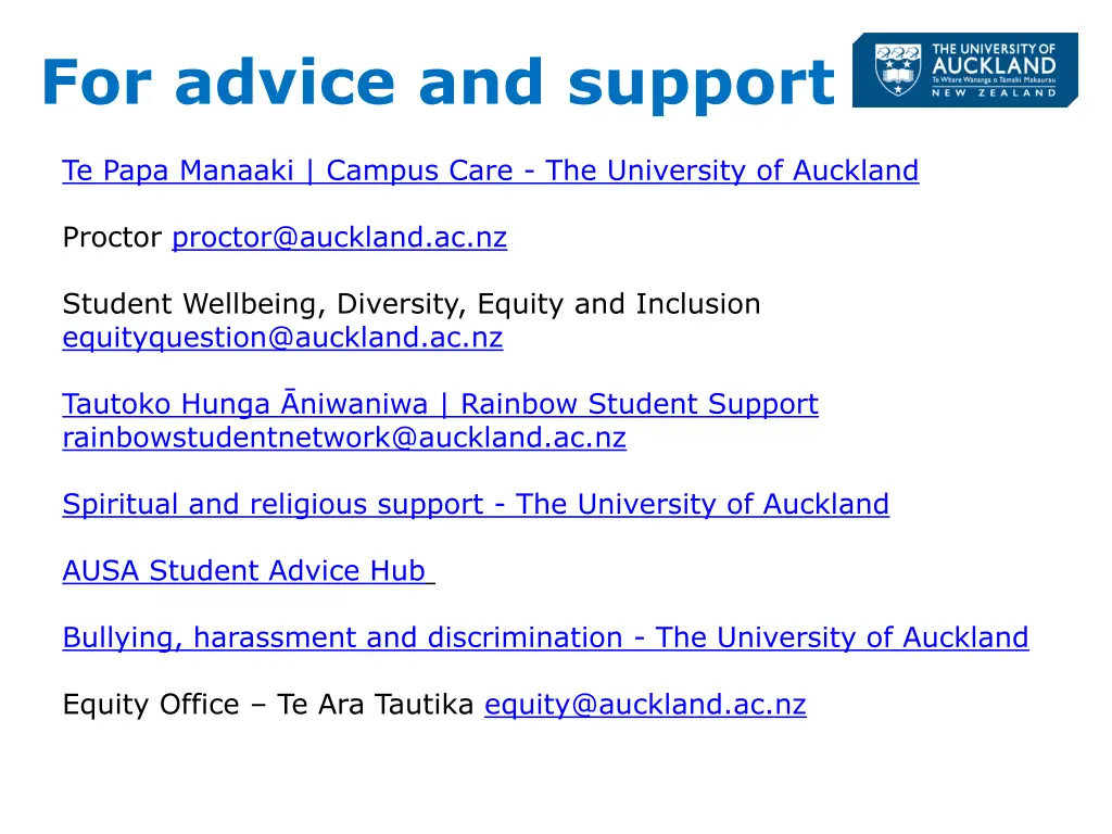 for advice and support