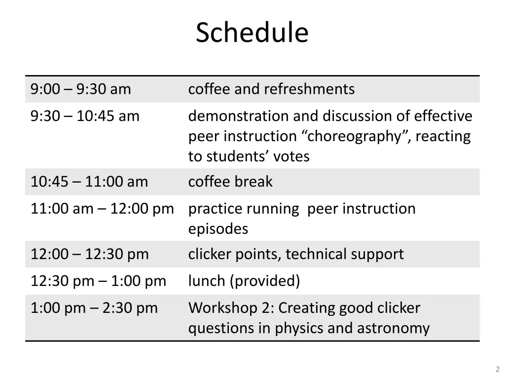 schedule