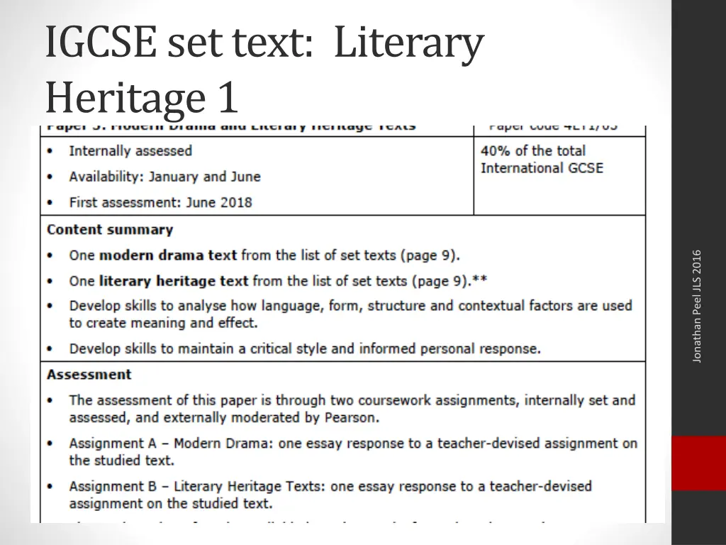 igcse set text literary heritage 1