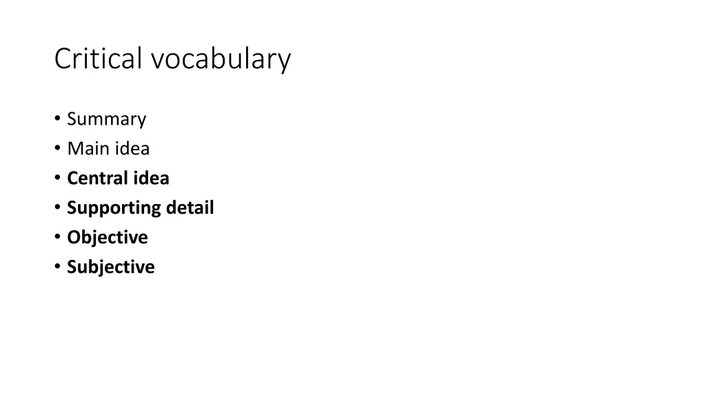 critical vocabulary