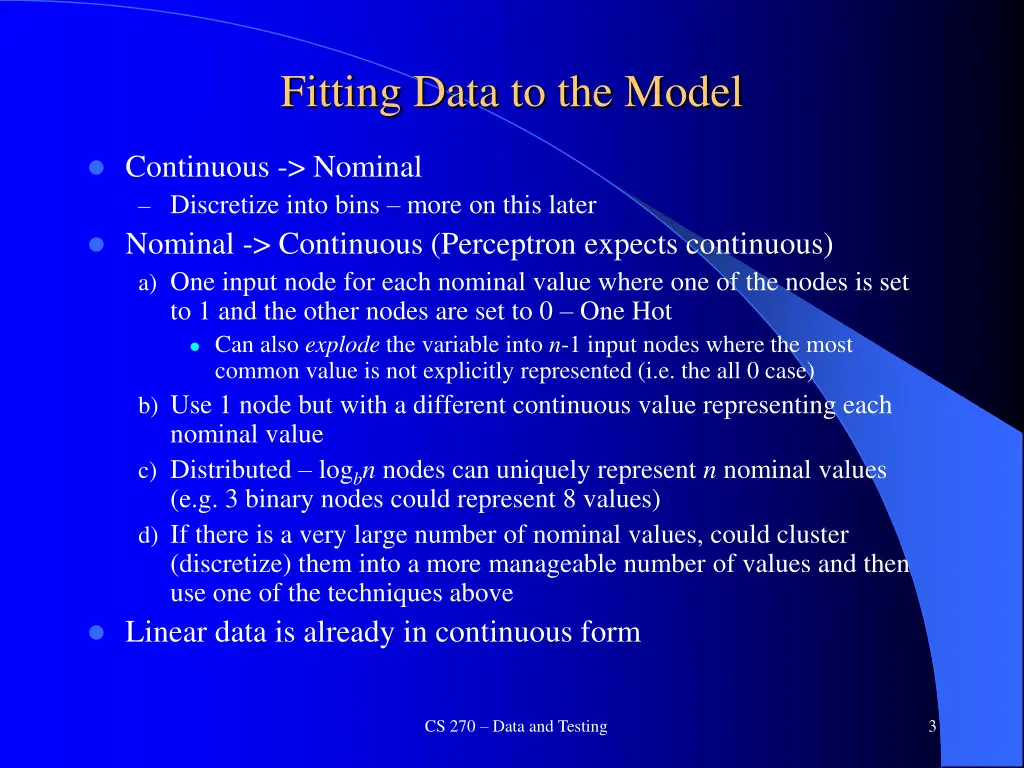 fitting data to the model