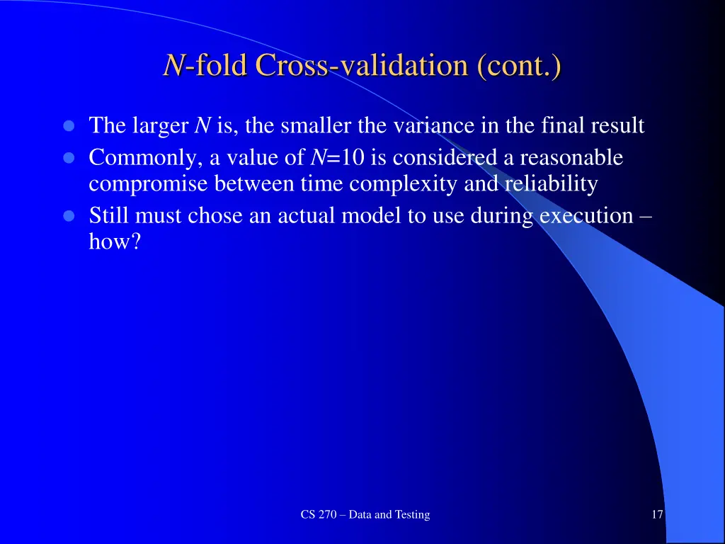 n fold cross validation cont