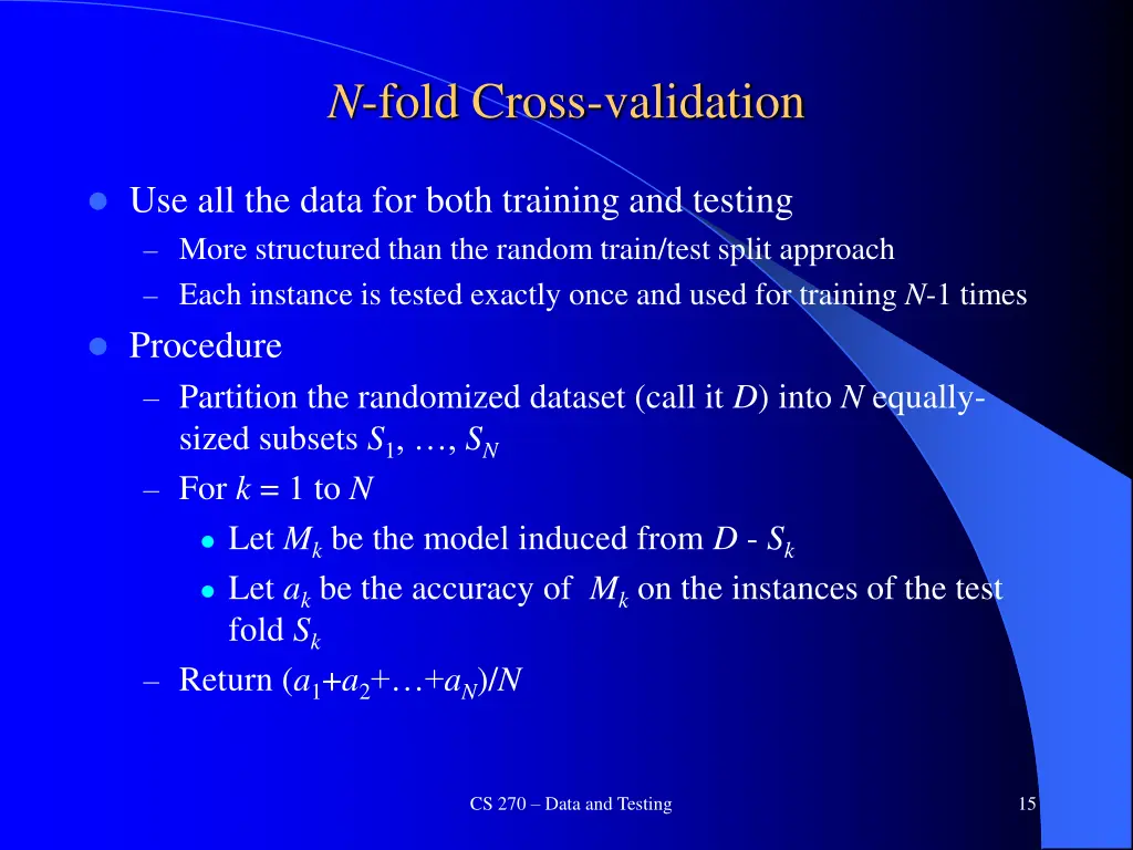 n fold cross validation