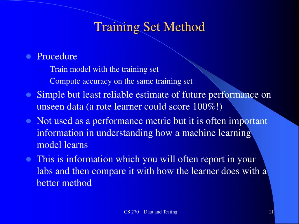 training set method