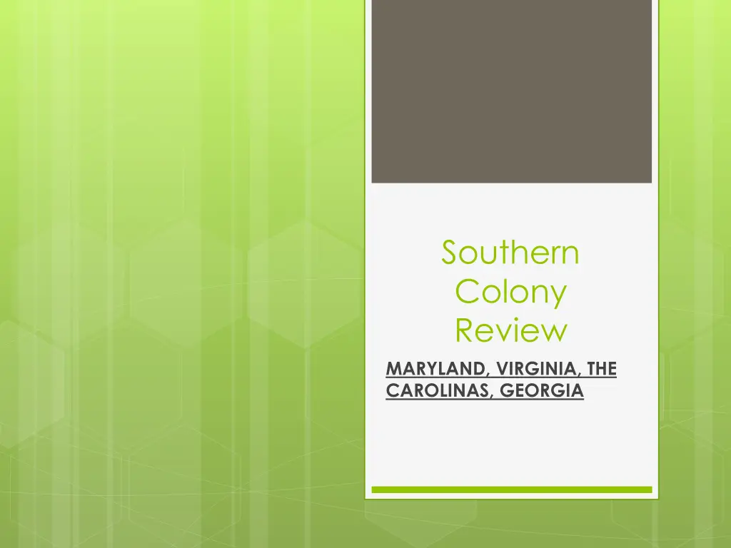southern colony review maryland virginia