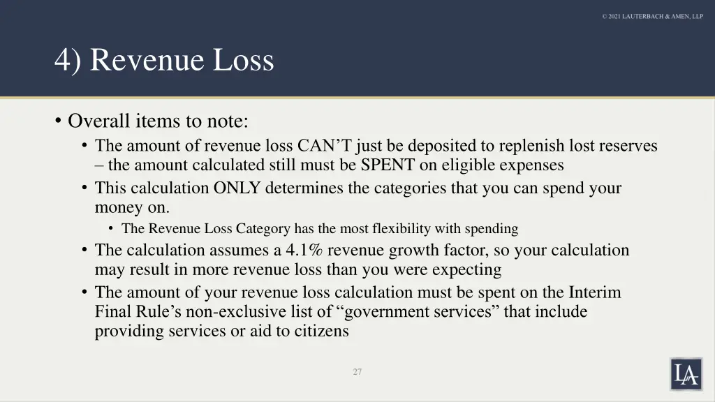 4 revenue loss