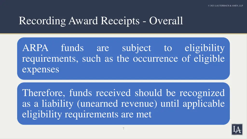 recording award receipts overall