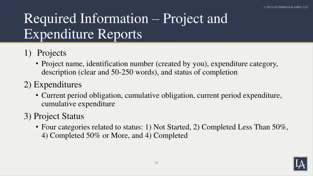 required information project and expenditure