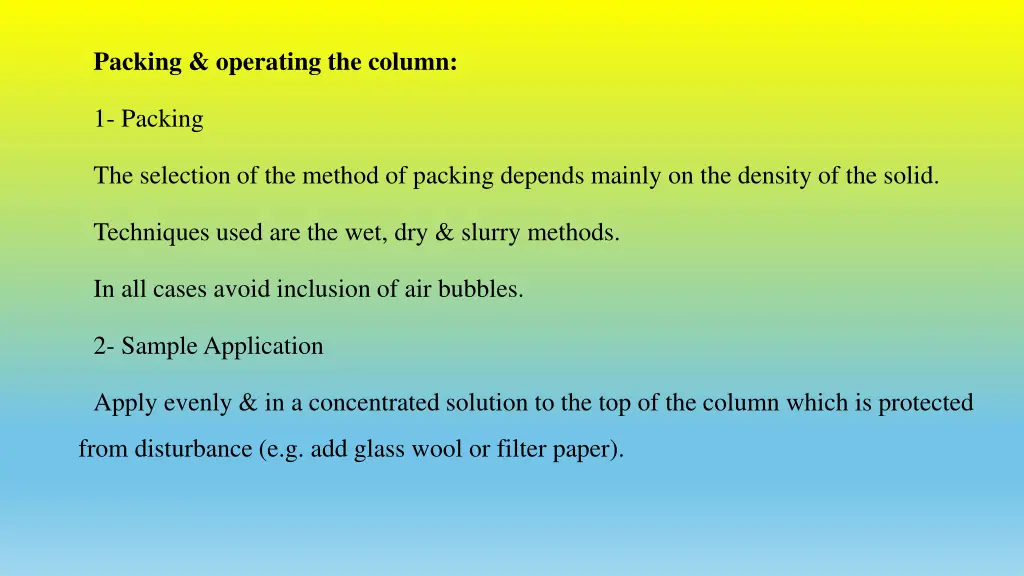 packing operating the column