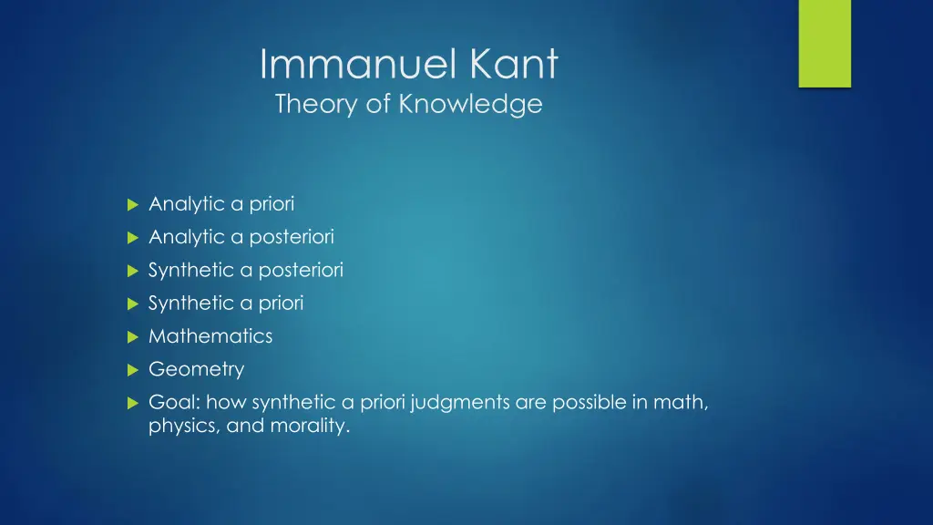 immanuel kant theory of knowledge 1