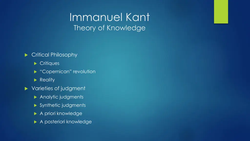 immanuel kant theory of knowledge