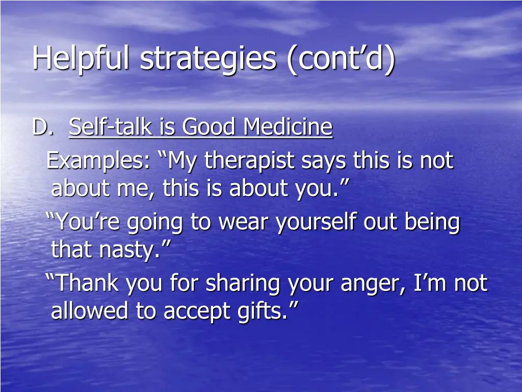 helpful strategies cont d