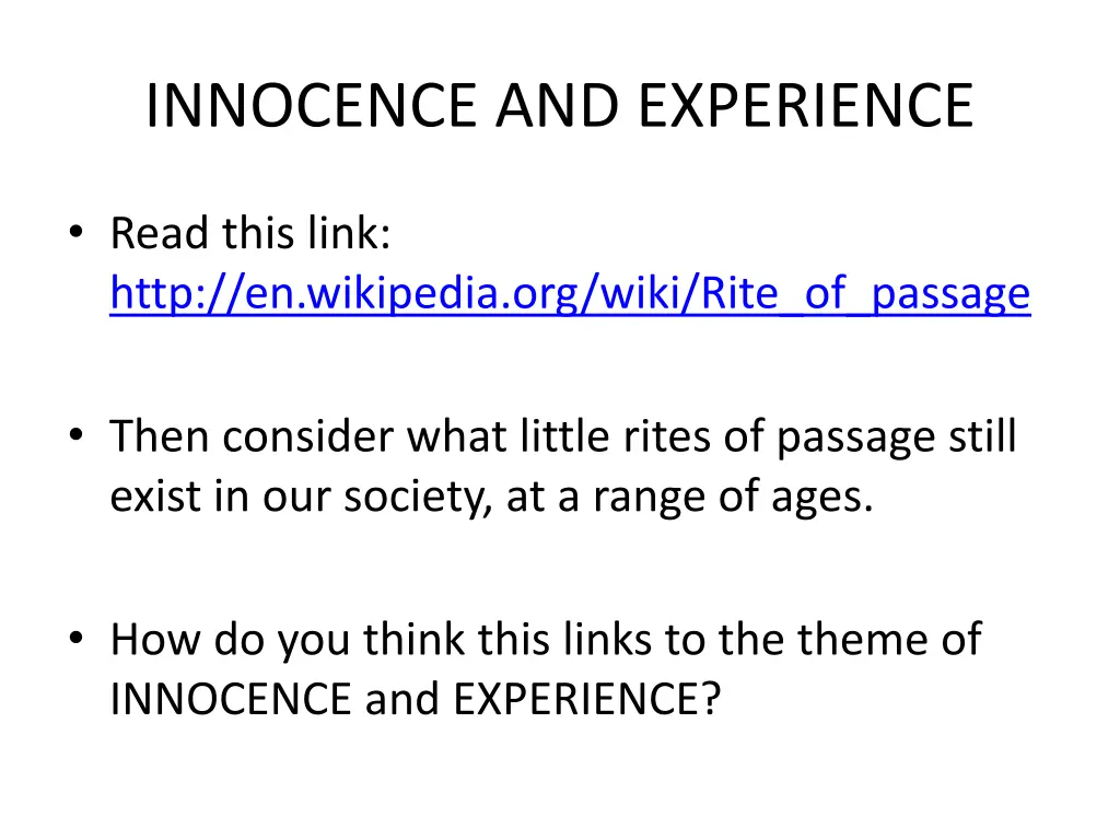 innocence and experience 1