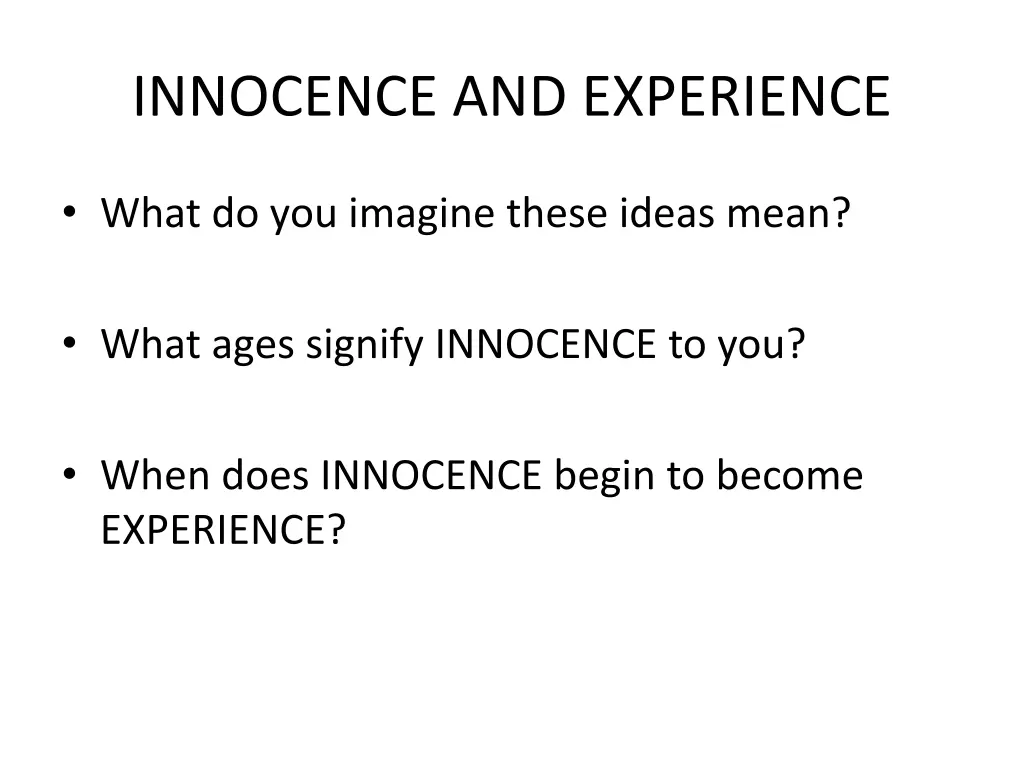 innocence and experience