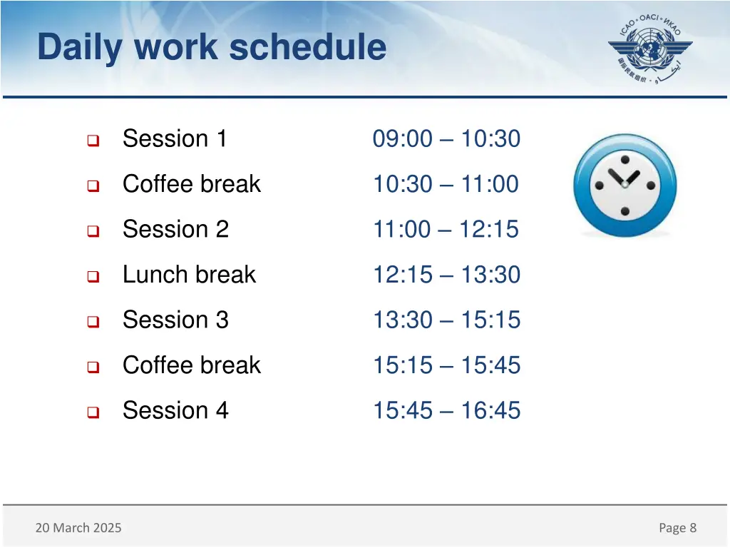daily work schedule