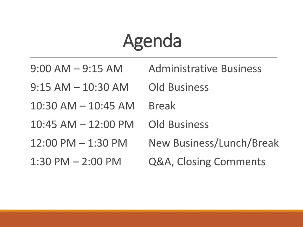 agenda agenda