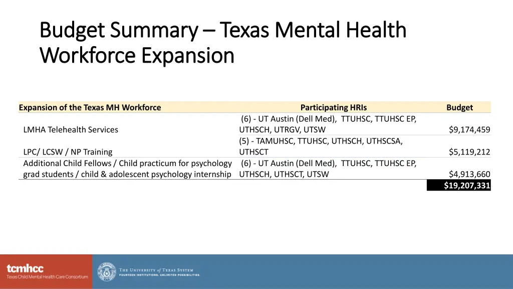 budget summary budget summary texas mental health