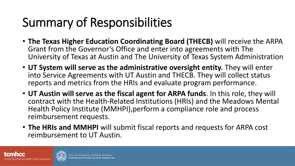summary of responsibilities summary
